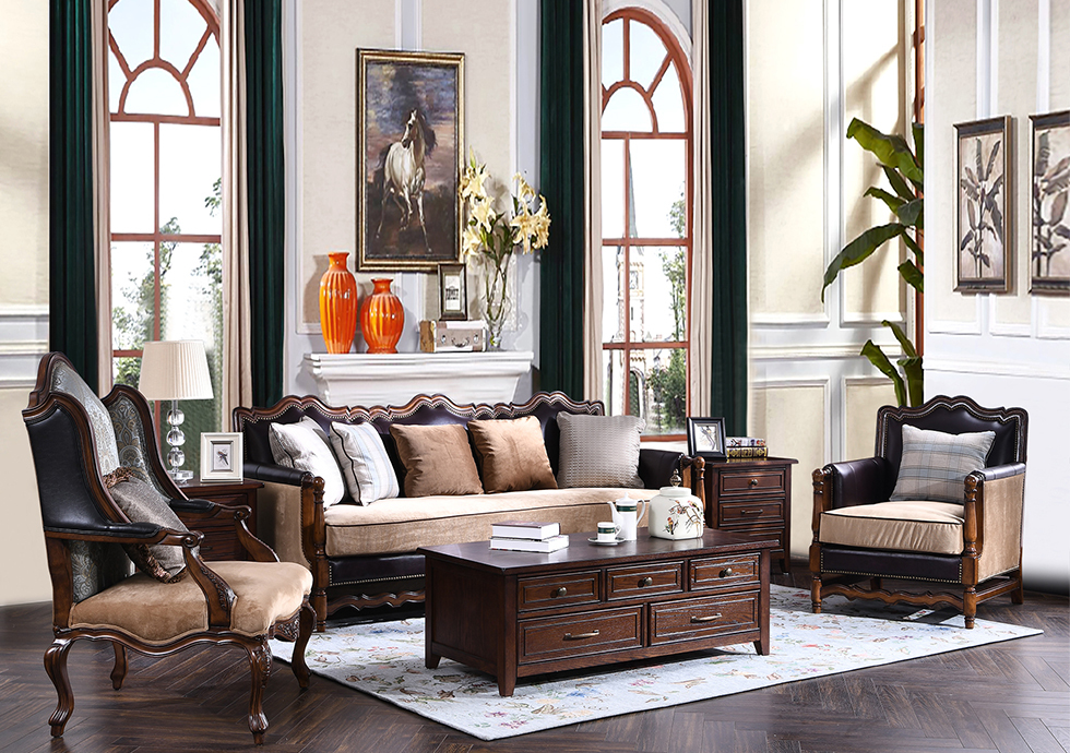 【丹饰林】 美式风格 结构坚固 实木框架 单人沙发