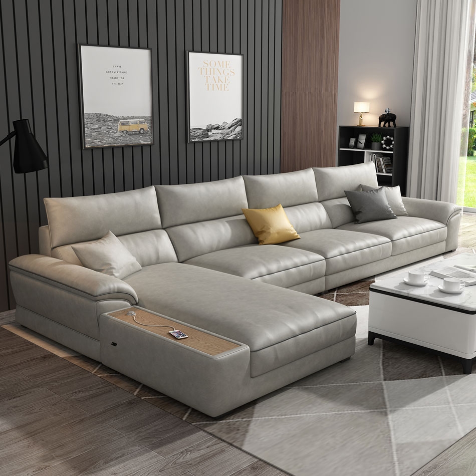 【菲尔佳】现代时尚大户型客厅家用三防科技布艺转角沙发 实木内架