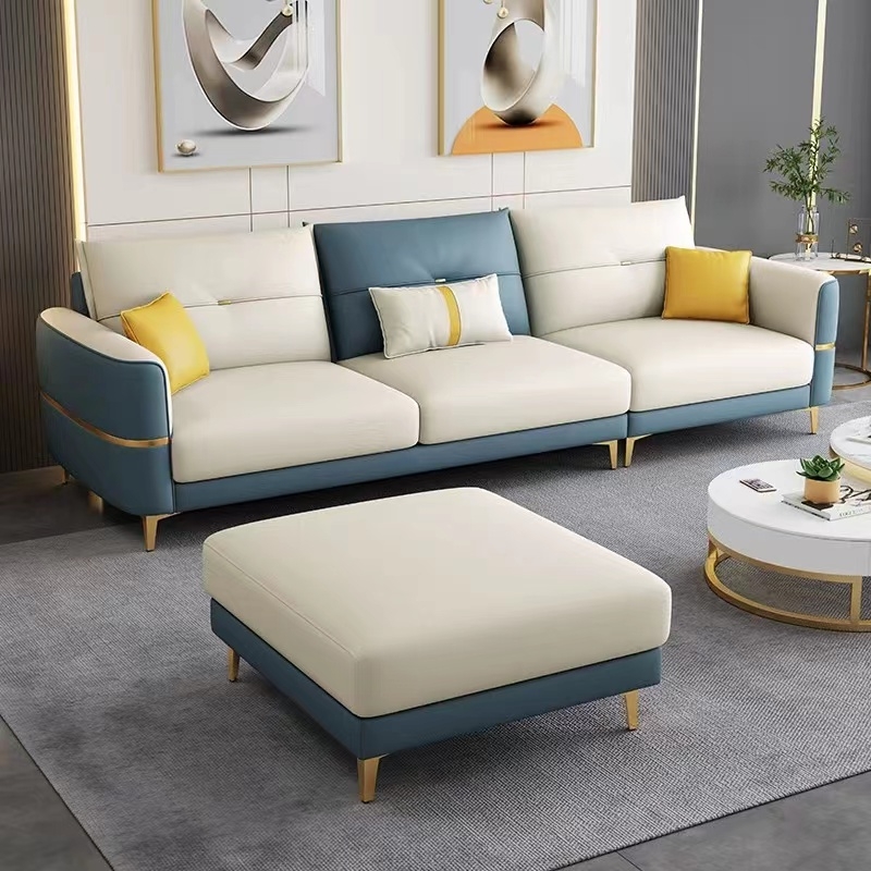 布艺科技布直排客厅沙发组合小户型客厅时尚大气沙发1 4 脚踏不分左右